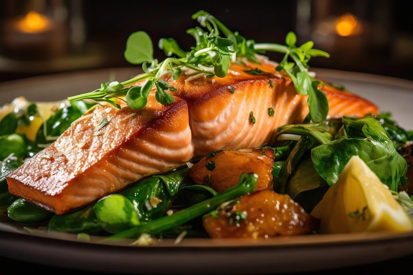 salmon steak serving