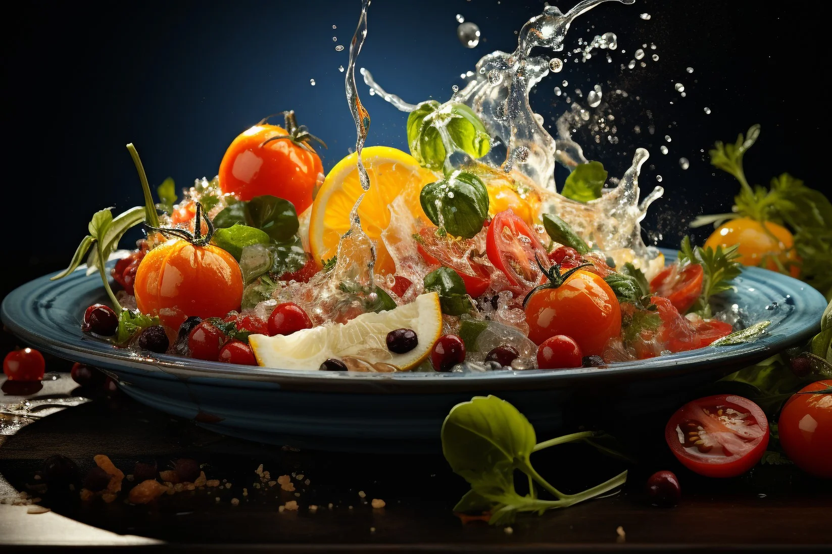 fruits with water splash