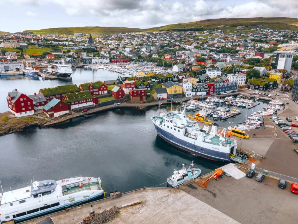 Tinganes harbour bustling with boats