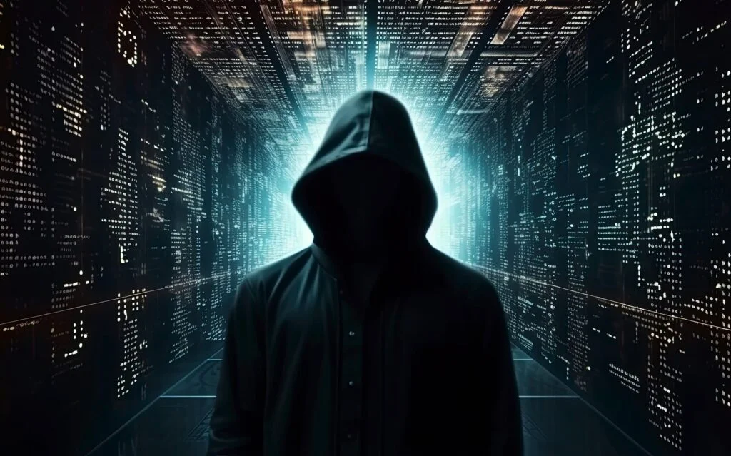 hacker in hoodie