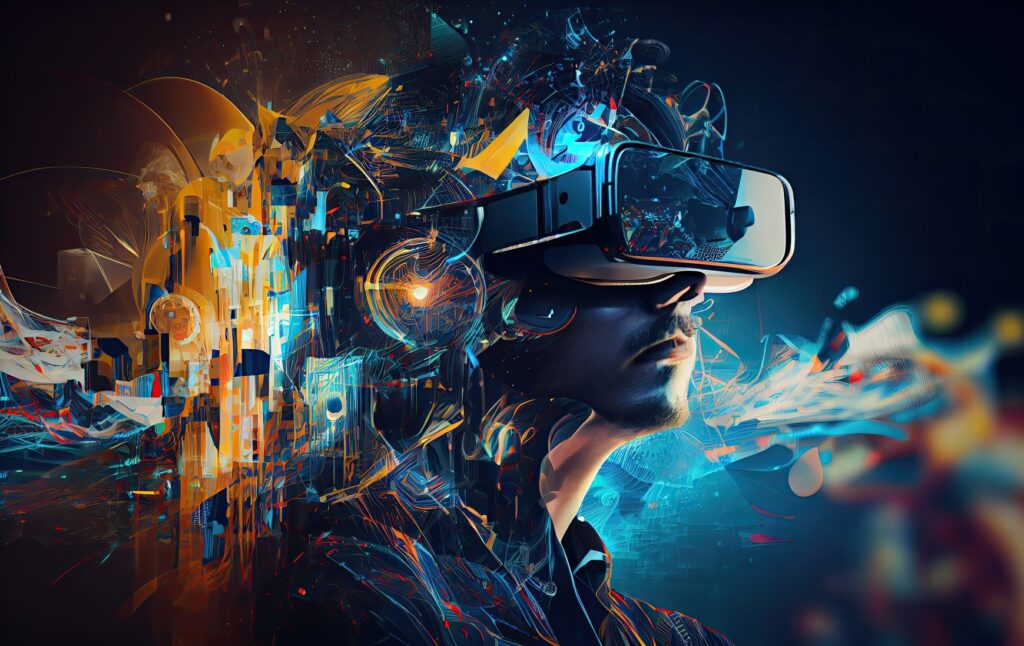 digital graphics of futuristic VR realm