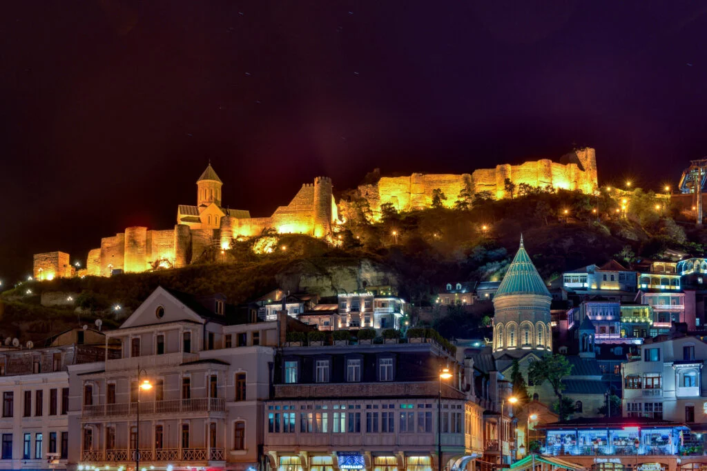 Narikala Fortress after sunset