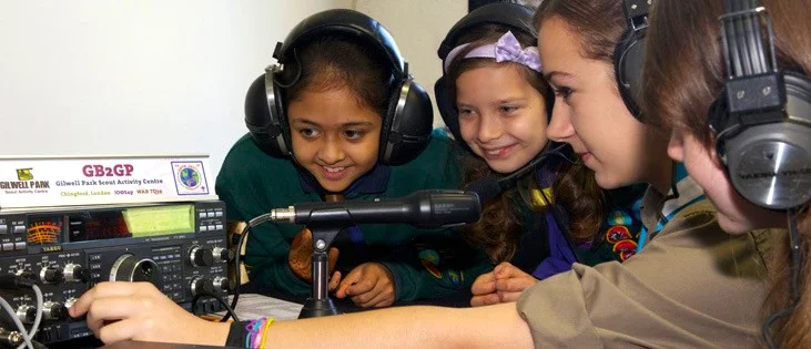 girl operating amateur radio