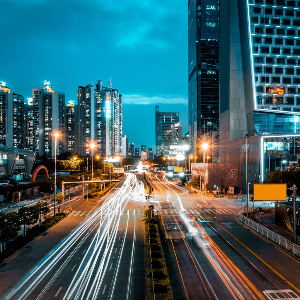 city lights motion blur