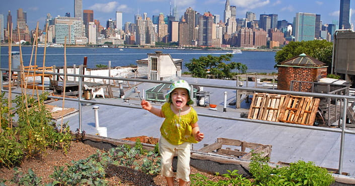 Kid on Urban garden