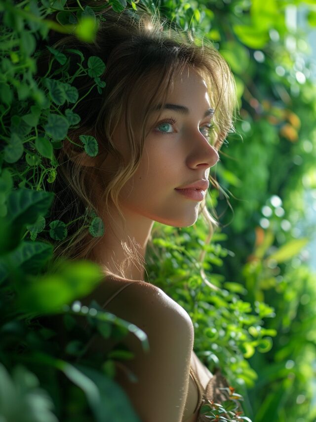 girl in green garden