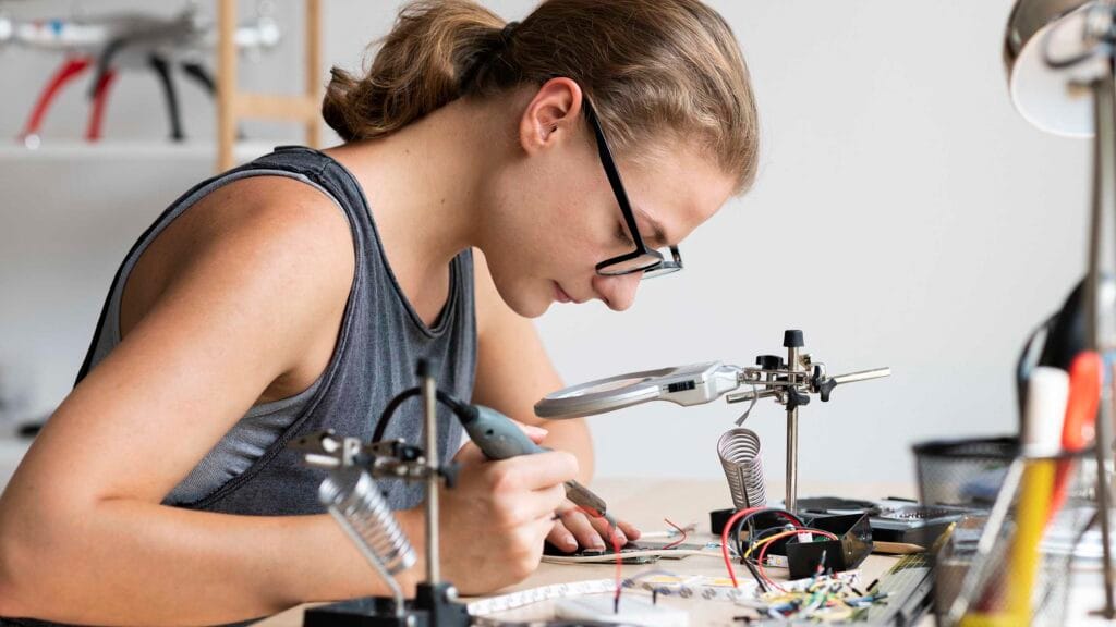 Top 10 Tech Hobbies: woman on tech desk