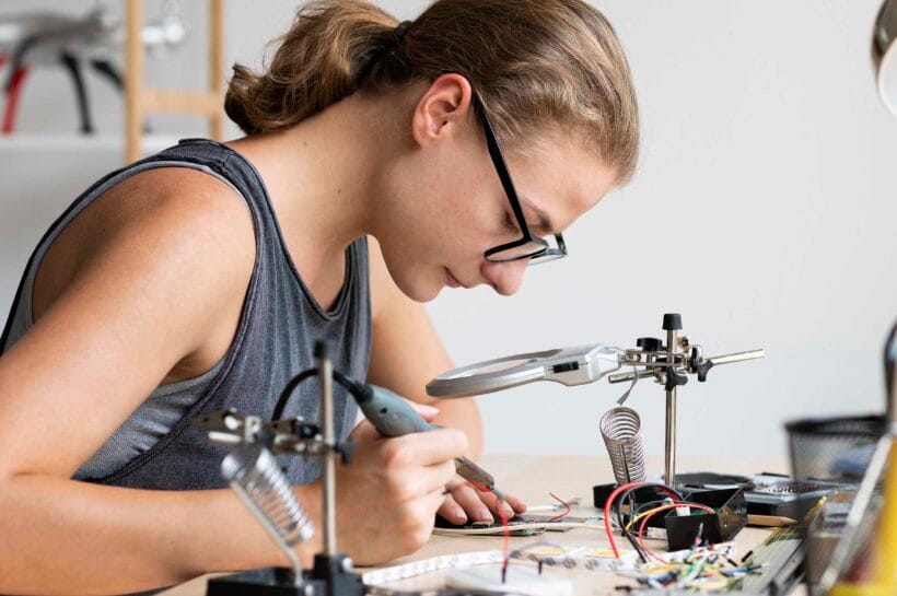 Top 10 Tech Hobbies: woman on tech desk